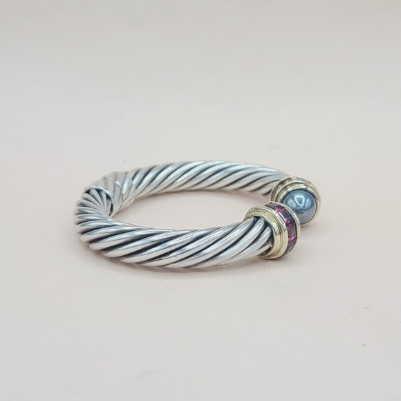 David Yurman 10mm Renaissance Hematite Rhodolite Garnet with Gold - Picture 3 of 9